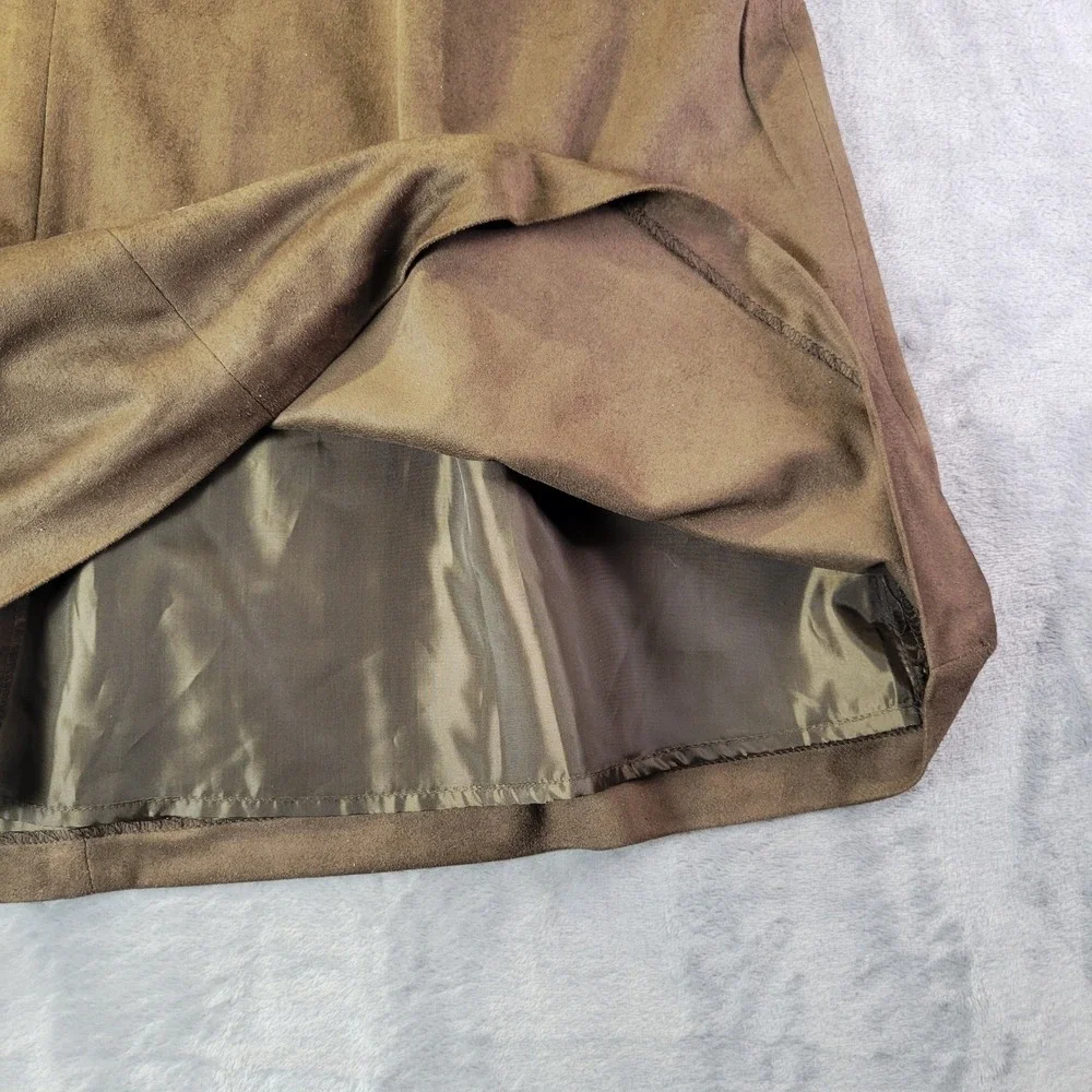 Adrienne Vittadini Brown Faux Suede A-Line‎ Knee Length Skirt Size 6 Lined